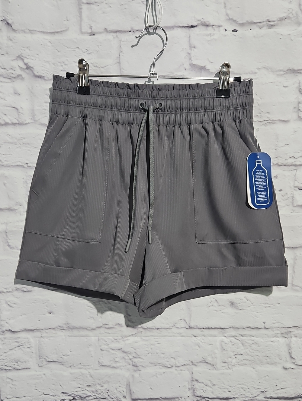 MTA Sport Gray Elastic-Waist Athletic Shorts with Drawstring